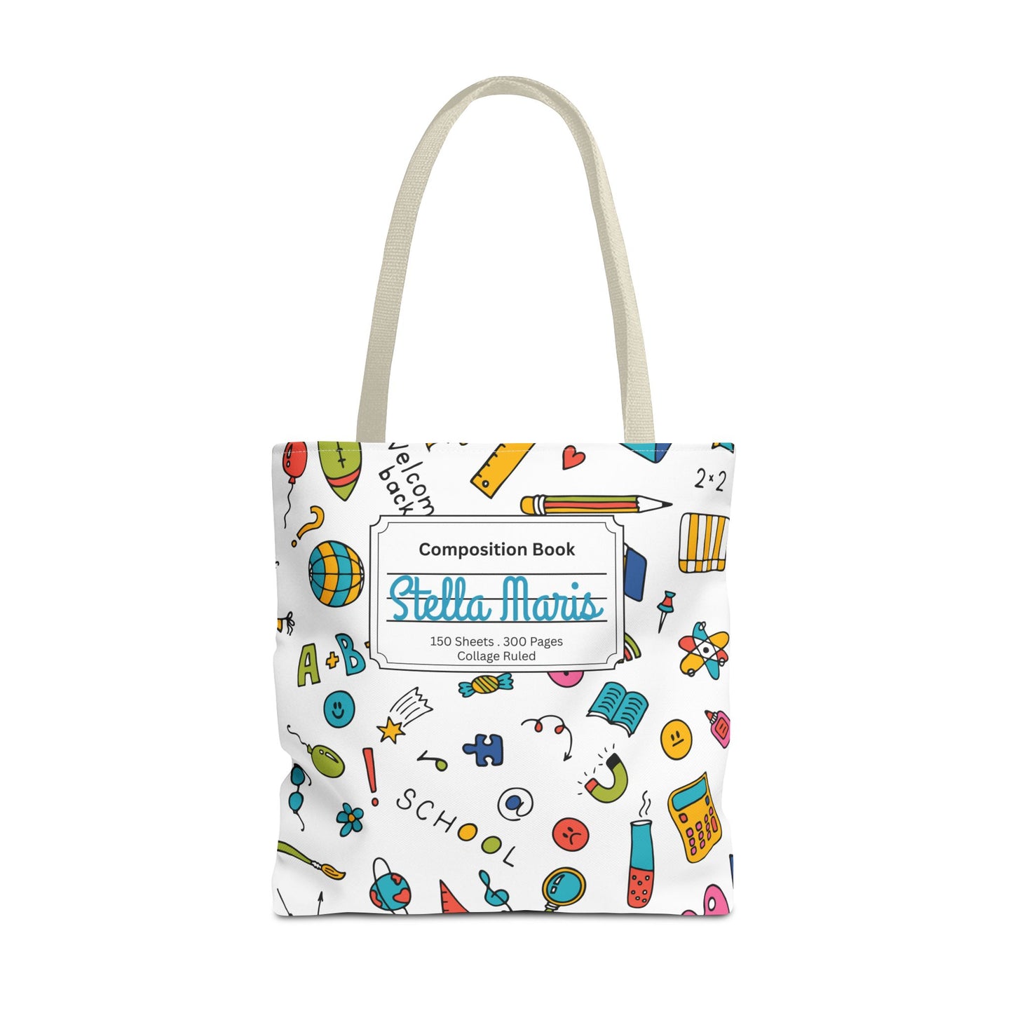 Personalized Classroom Couture Composition Book Inspired Tote Bag, Back to School Tote, Teacher Gift, Kids Bag, Custom Name Bag, Educational Accessories, Back to School Tote Bag.