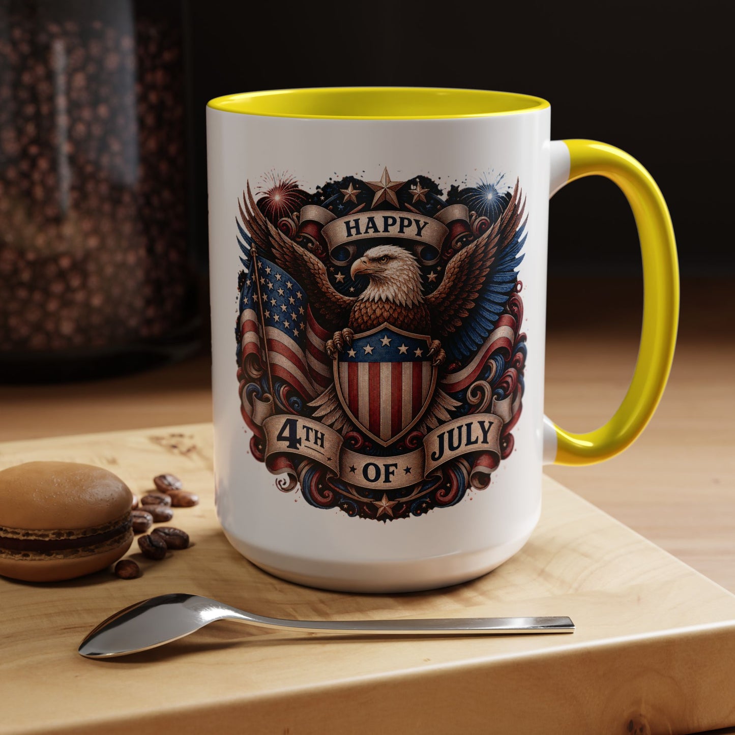4th of July Eagle Coffee Mug — Patriotic American Flag Accent Mug (11/15oz)