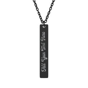 Engravable Vertical Bar Necklace — Personalized Name & Message Pendant