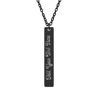 Engravable Vertical Bar Necklace — Personalized Name & Message Pendant
