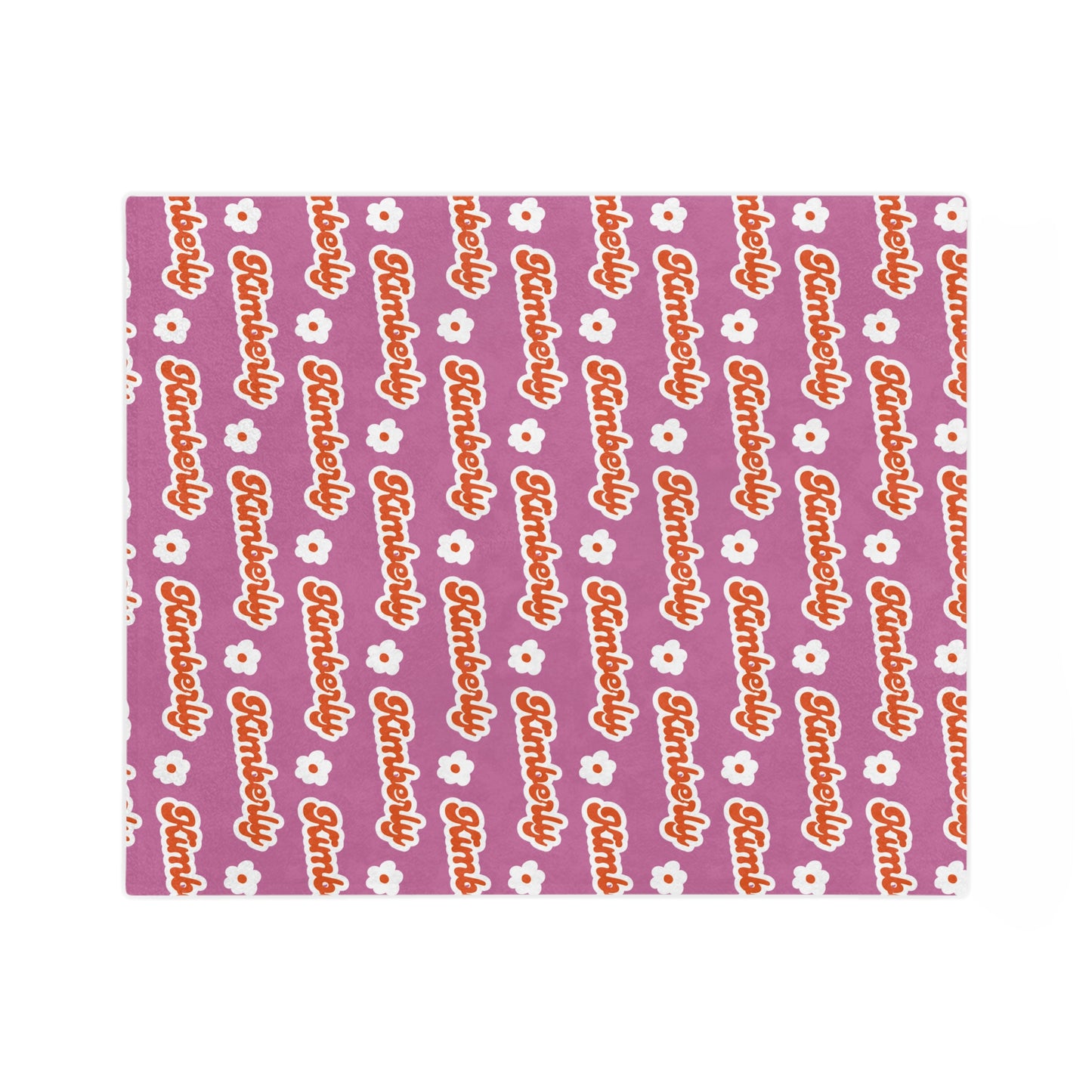 Personalized Name Velveteen Microfiber Blanket — Black Patterned Name Script Cozy Throw