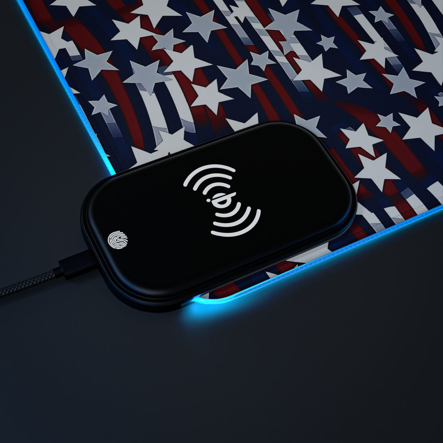 Patriotic Waves LED Gaming Mouse Pad, Wireless Charging