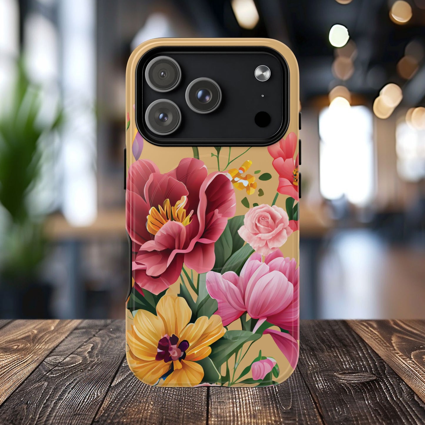 Sunset Botanica Tough iPhone Magnetic Case, Gifts for Her, MagSafe® iPhone® Tough Case, iPhone 13, 14, iPhone 15, iPhone 16, 17, Pro, Pro Max, Plus.