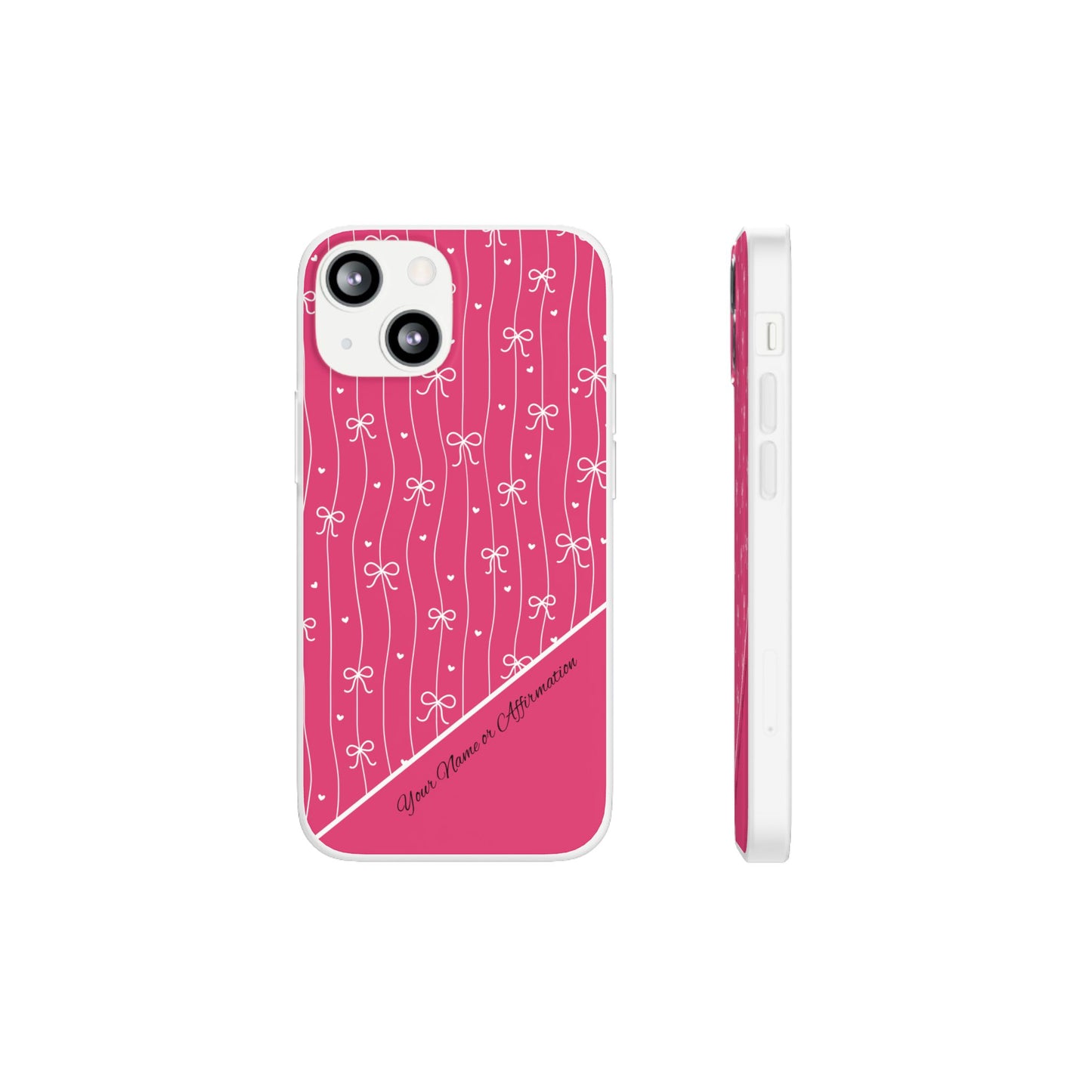 Personalized Pink Bow Coquette Slim Flexi iPhone and Samsung Cases — Custom Name or Affirmation