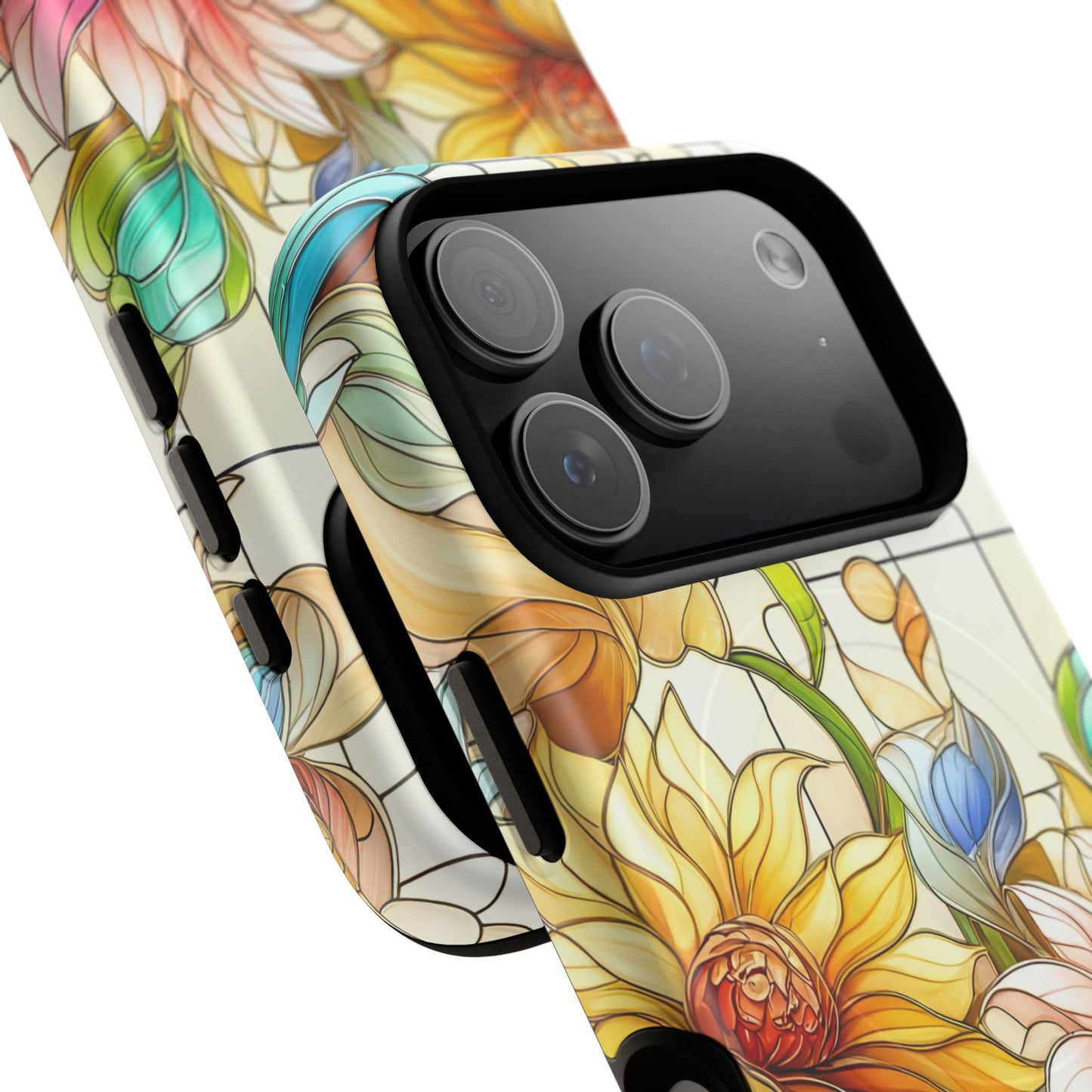 Floral Stained Glass Reverie Tough iPhone Magnetic Case, iPhone Cover, Protective Case, Flower Design, Gift for Her, Nature Lover