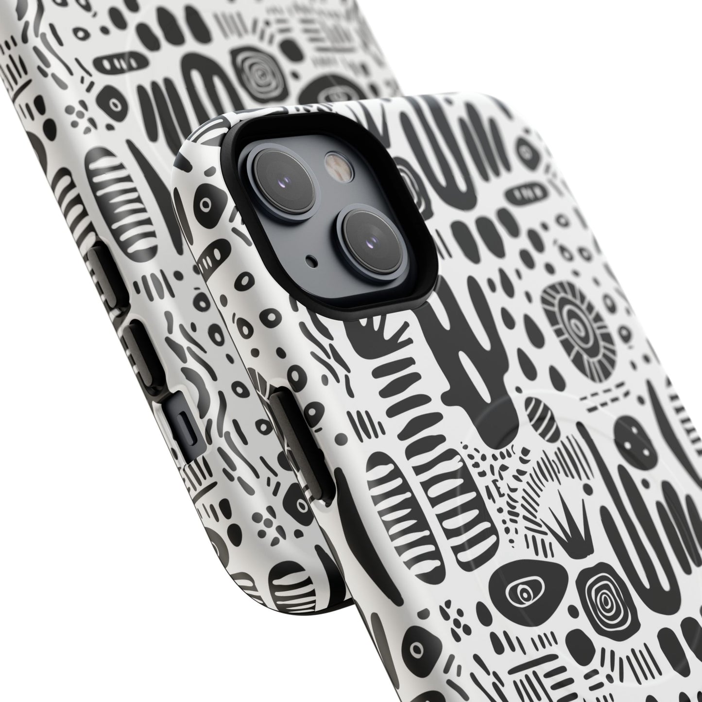 Abstract Monochrome Tough Magnetic iPhone Cases, Stylish Phone Cover, Durable Phone Protector, Modern Tech Accessories, Unique Gift Ideas