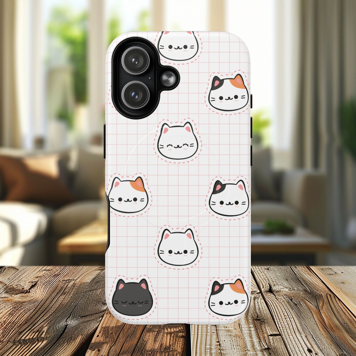 Cute Cat Tough Magnetic Case, iPhone Cover, Cat Lover Gift, Cute Cat Accessories, Pet-Themed iPhone Case