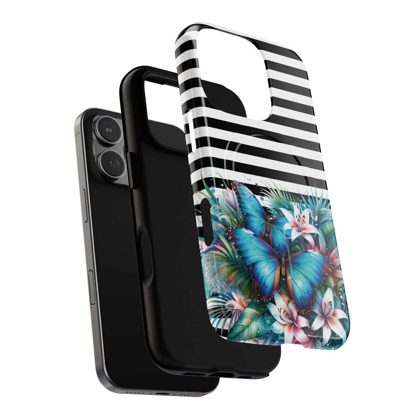 Wings of Wonder Tough iPhone Magnetic Case, Stylish Protection, Durable iPhone Cover, Butterfly Design Gift, Floral Case,Trendy Tech Accessory.