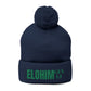 Pom-Pom Knit Cap with 'ELOHIM, GENESIS 1:1'  Embroidery Beanie - Stylish Winter Accessory for All Ages, Perfect Gift for Birthdays, Holidays, and Outdoor Activities