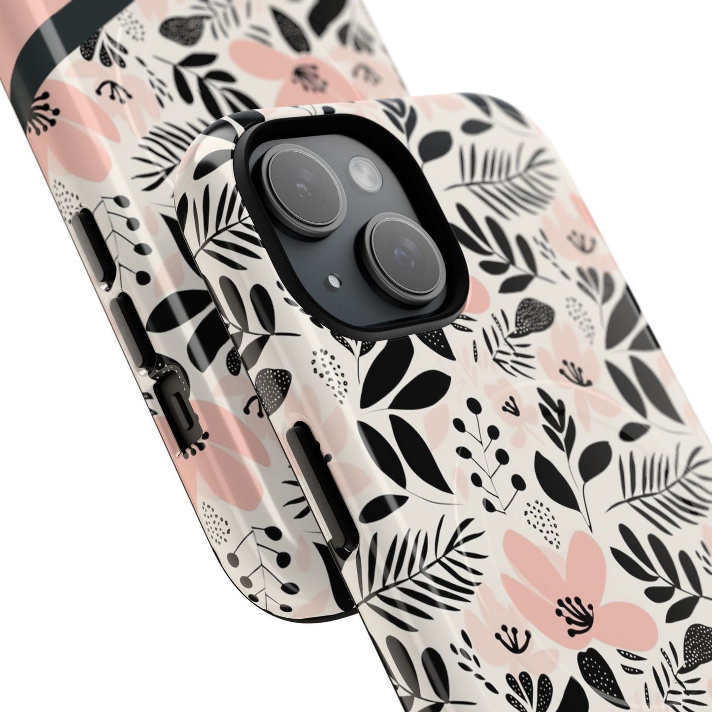 Personalized Floral Blush Garden Whisper Tough Magnetic MagSafe® iPhone® 13, 14, 15, 16, 17, Pro, Pro Max, Plus Cases (Custom Name).