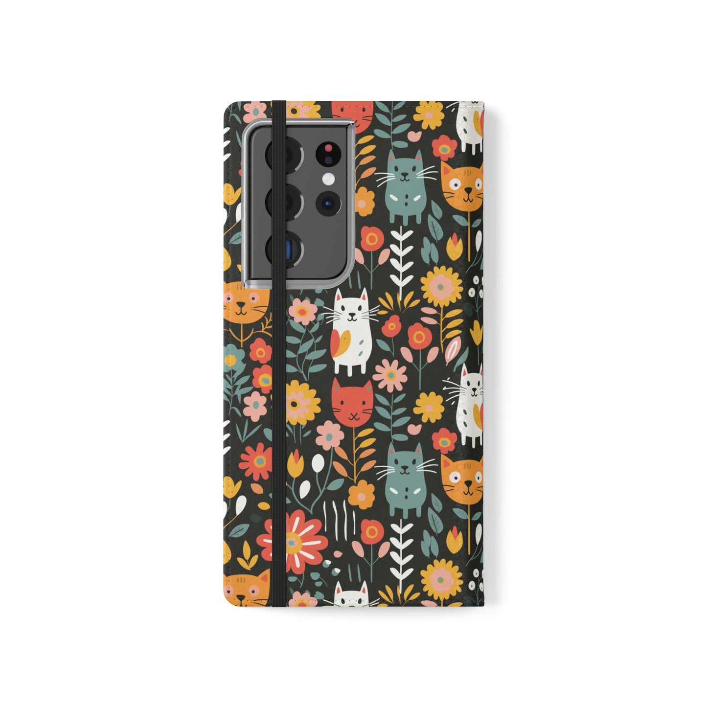 Whimsical Feline Garden iPhone and Samsung Flip Cases