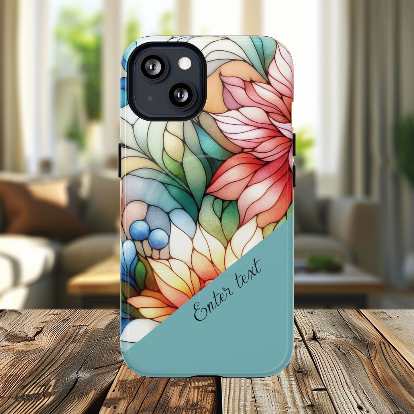 Personalized Radiant Gardenlight Stained Glass Tough MagSafe Magnetic Case, Vibrant Flower Cover, Durable Protective Case, Unique Gift for Her, Spring Elegance, iPhone® 13, 14, 15, 16, 17, Pro, Pro Max, Plus Cases.