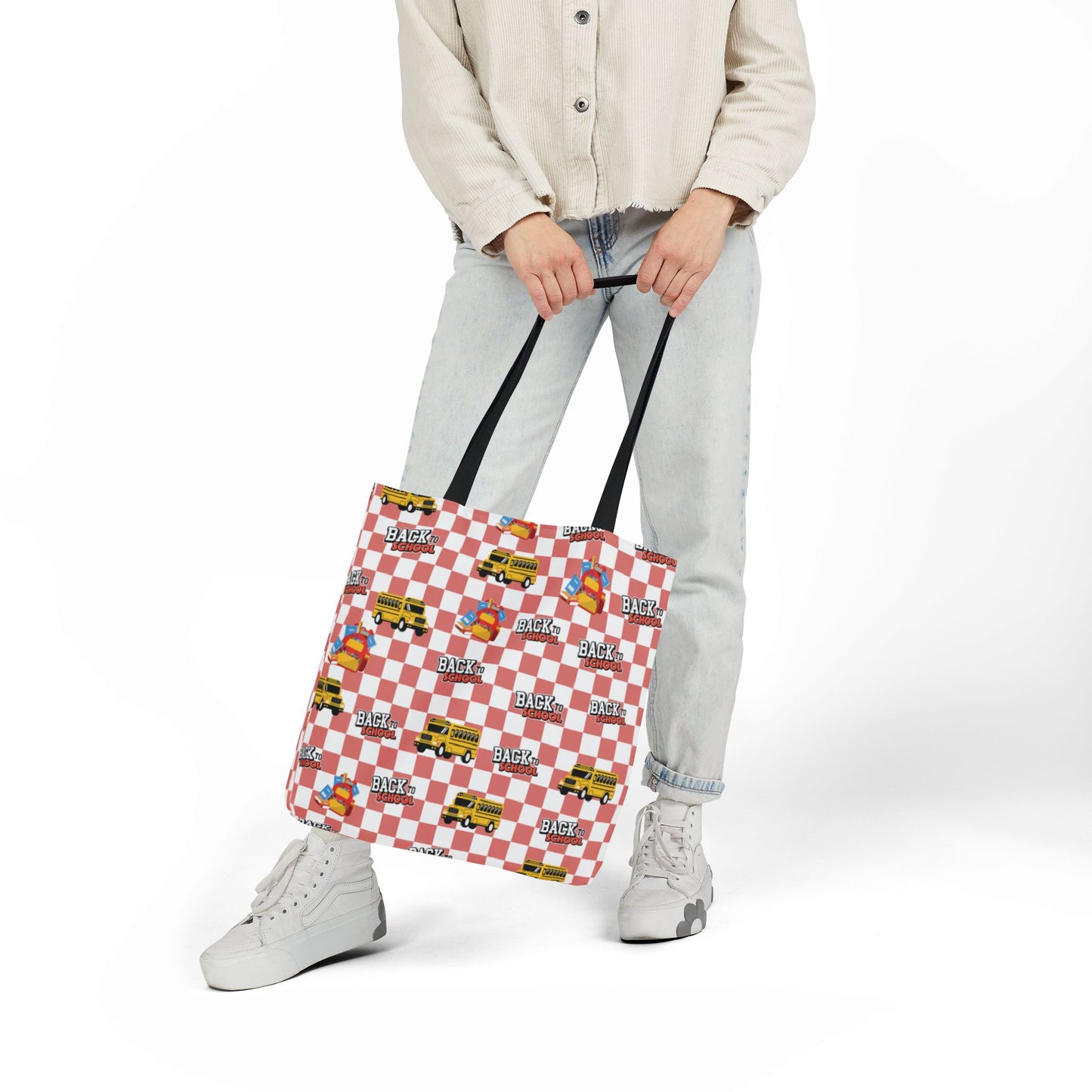 Personalized Red Schoolyard Chic Composition Book Inspired Canvas Tote Bag with Colorful Straps, Cute School Bag, Eco-Friendly Tote, Back to School Shopping Bag, Teacher Gift Idea