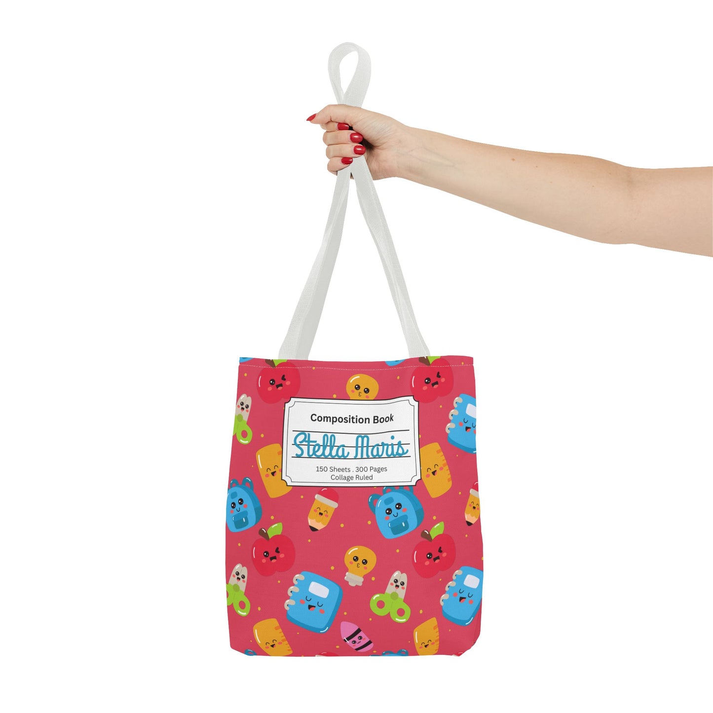 Personalized Kawaii Composition Book Inspired Tote Bag, Back to School Tote, Teacher Gift, Kids Bag, Custom Name Bag, Educational Accessories, Back to School Tote Bag.