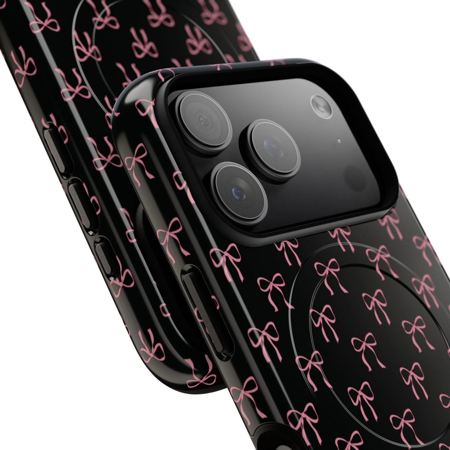 Coquette Chic Bow-Patterned Tough Magnetic iPhone Case, Stylish Gift for Her, Protective iPhone Cover, Trendy Accessory, iPhone Birthday Gift, Fashionable Tech