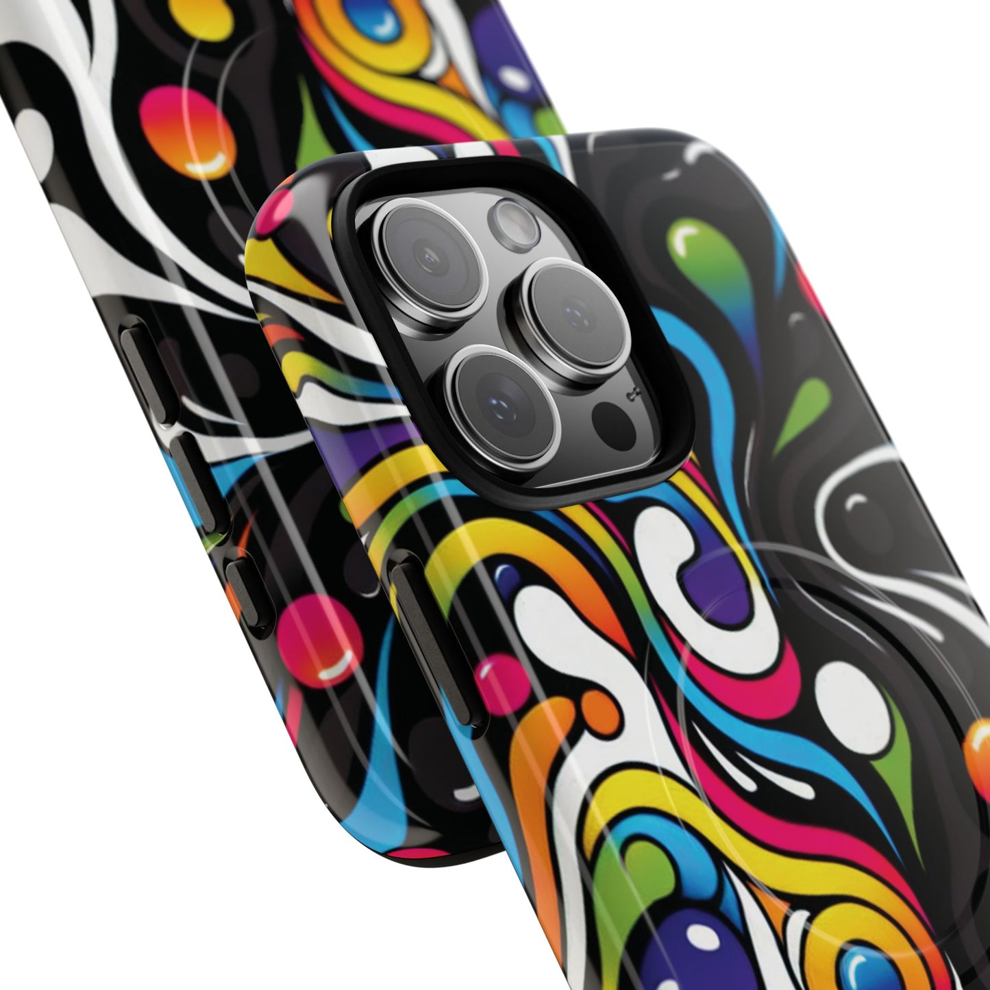Vibrant Yin Yang Pop Splash Tough Magnetic iPhone Cases, Bold Artwork, Customizable Protection, Gift for Tech Lovers, Colorful iPhone Accessories