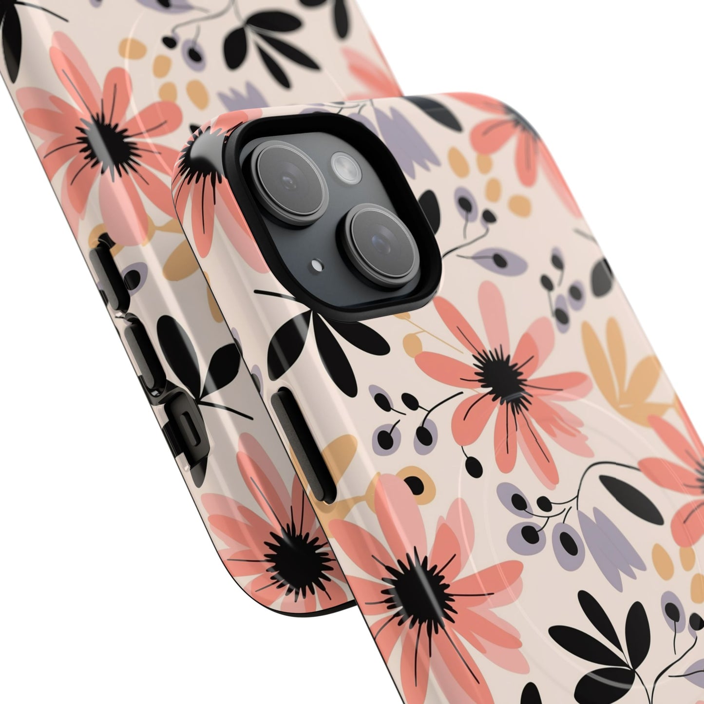 Stylish Soft Petal Noir iPhone Case, Floral iPhone Accessory for Her, Tough iPhone Magnetic Cases, Trendy iPhone Cover, Gift for Friends, Summer Vibes