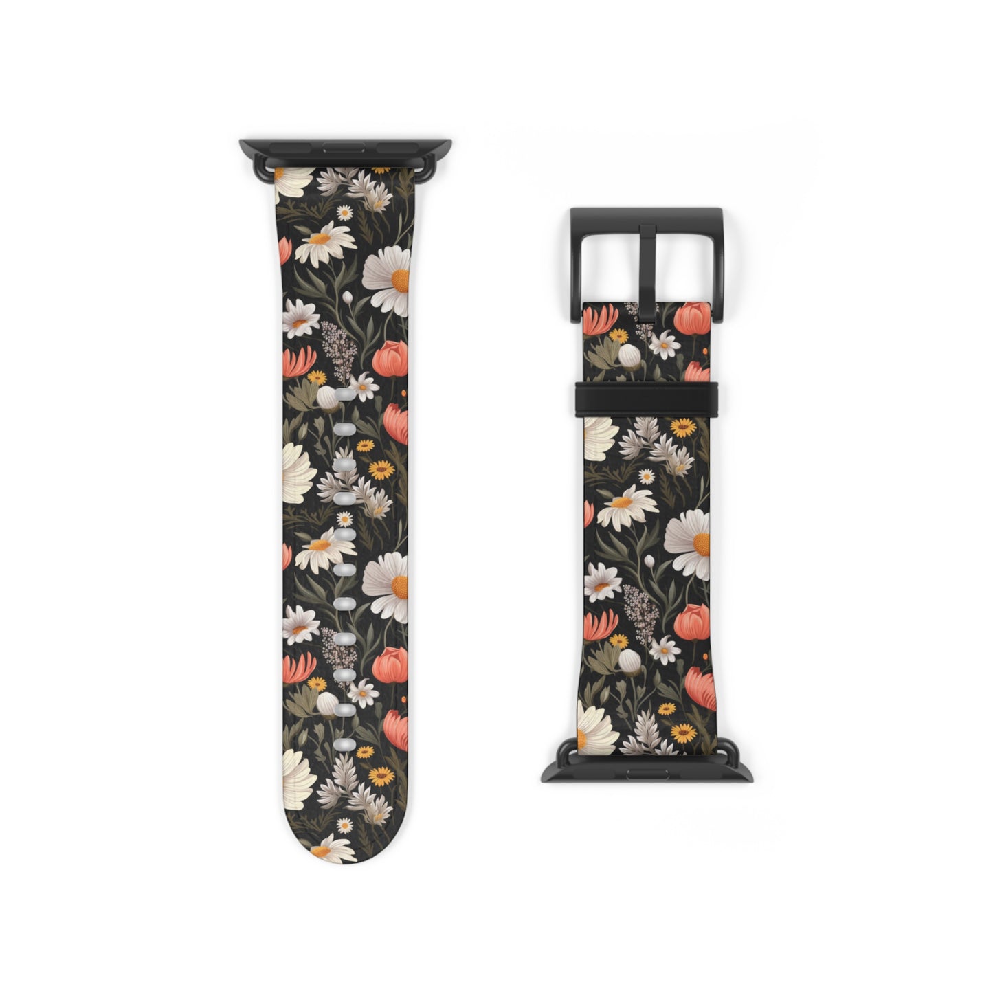 Blossom Elegance: Noir Garden Floral Watch Band - Stylish Floral Design for Smartwatches