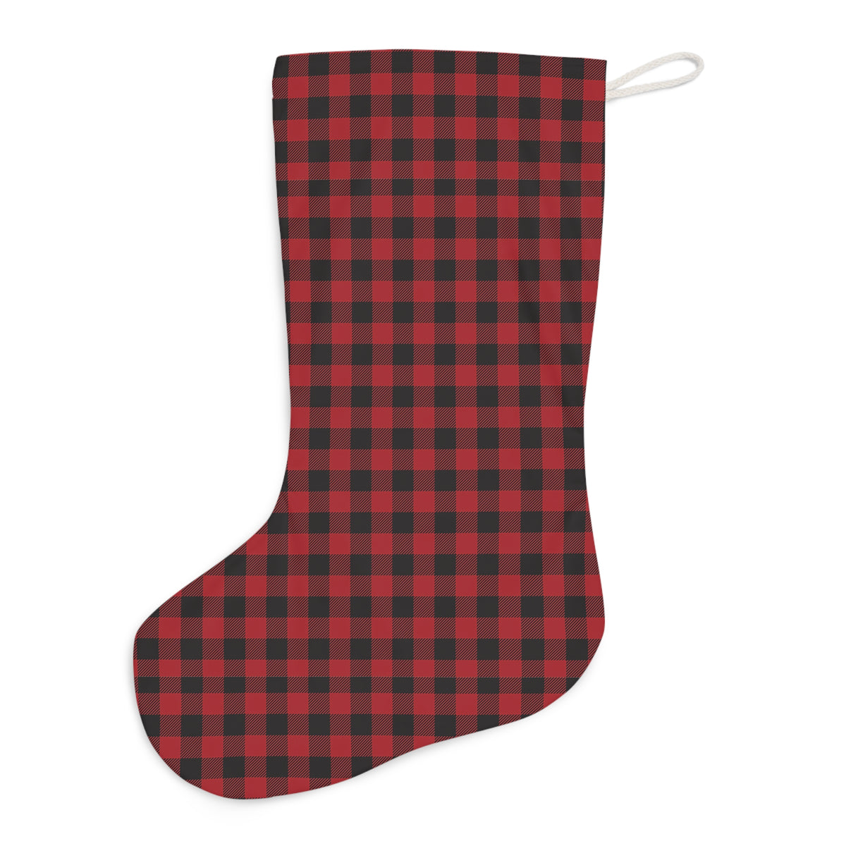 Personalized Buffalo Plaid Santa Stocking – Green Wreath with Name