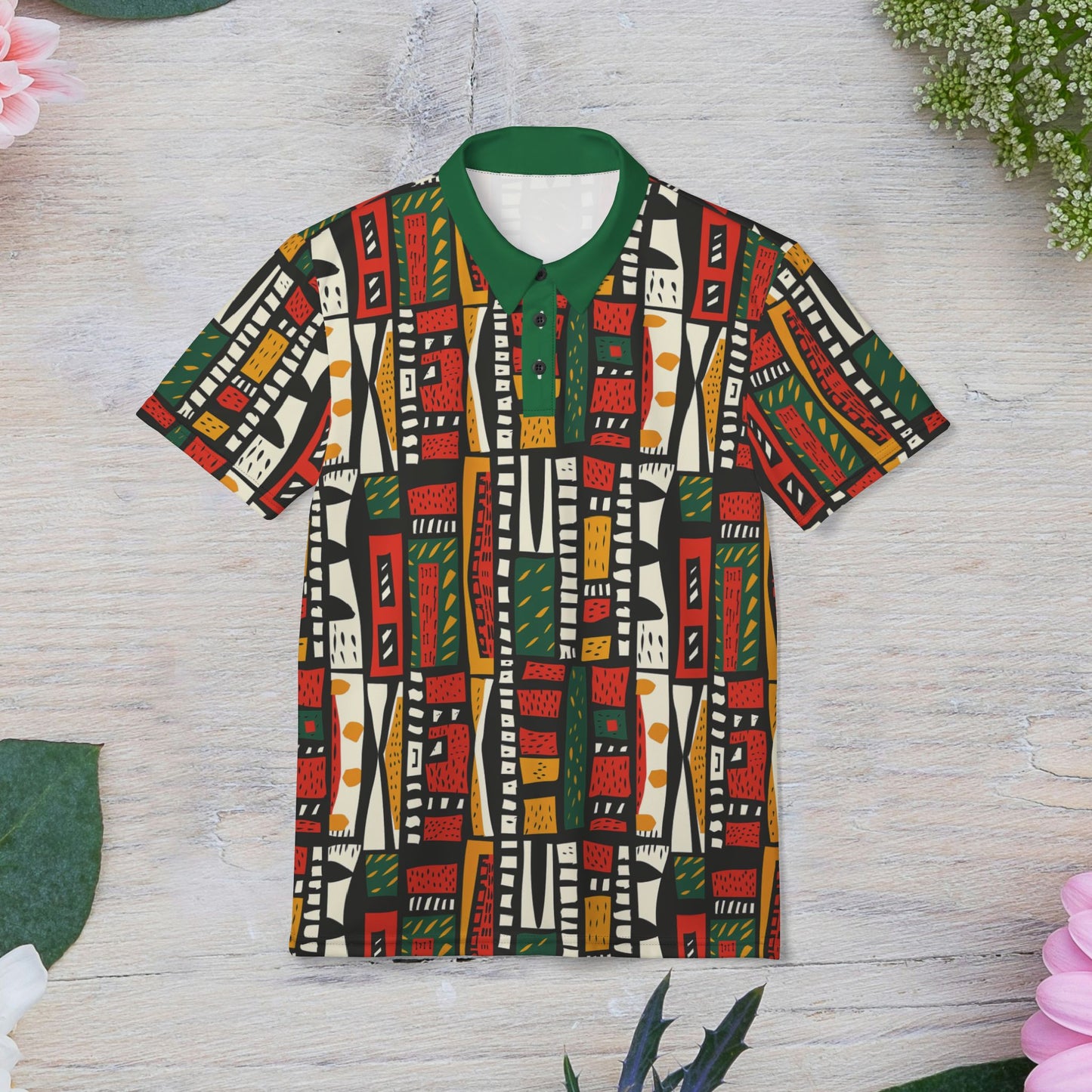 Tribal Harmony Unisex Polo Shirt, Stylish Casual Wear, Unique Fashion Piece, Perfect for Summer Outings, Trendy Gift Idea, AOP Design