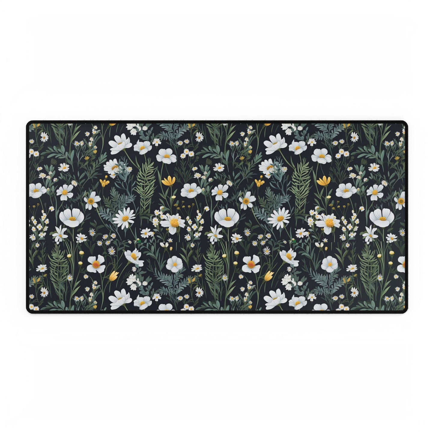 Daisy Delight Floral Desk Mat - Elegant Office Decor for Home & Work.