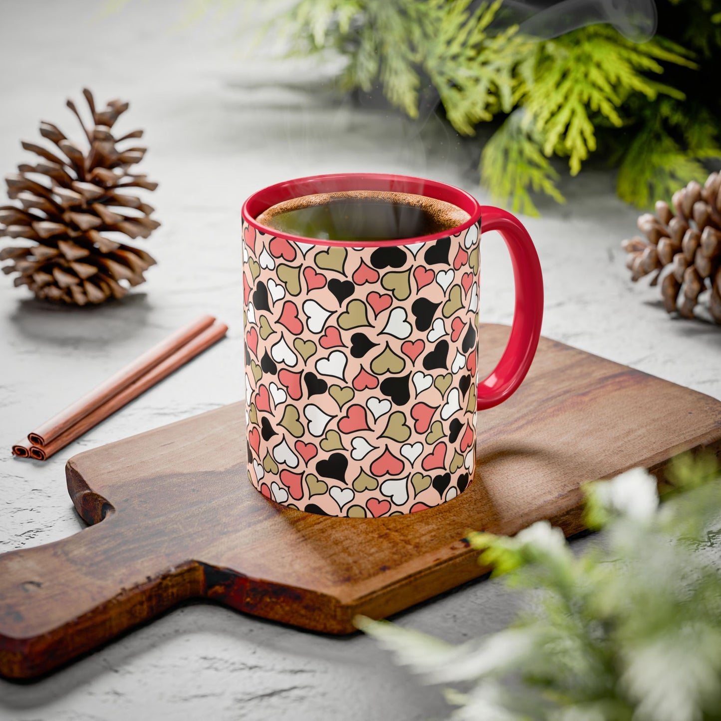 Heart Patterned Coffee Mug - Colorful Love Design, Perfect for Gifts & Celebrations