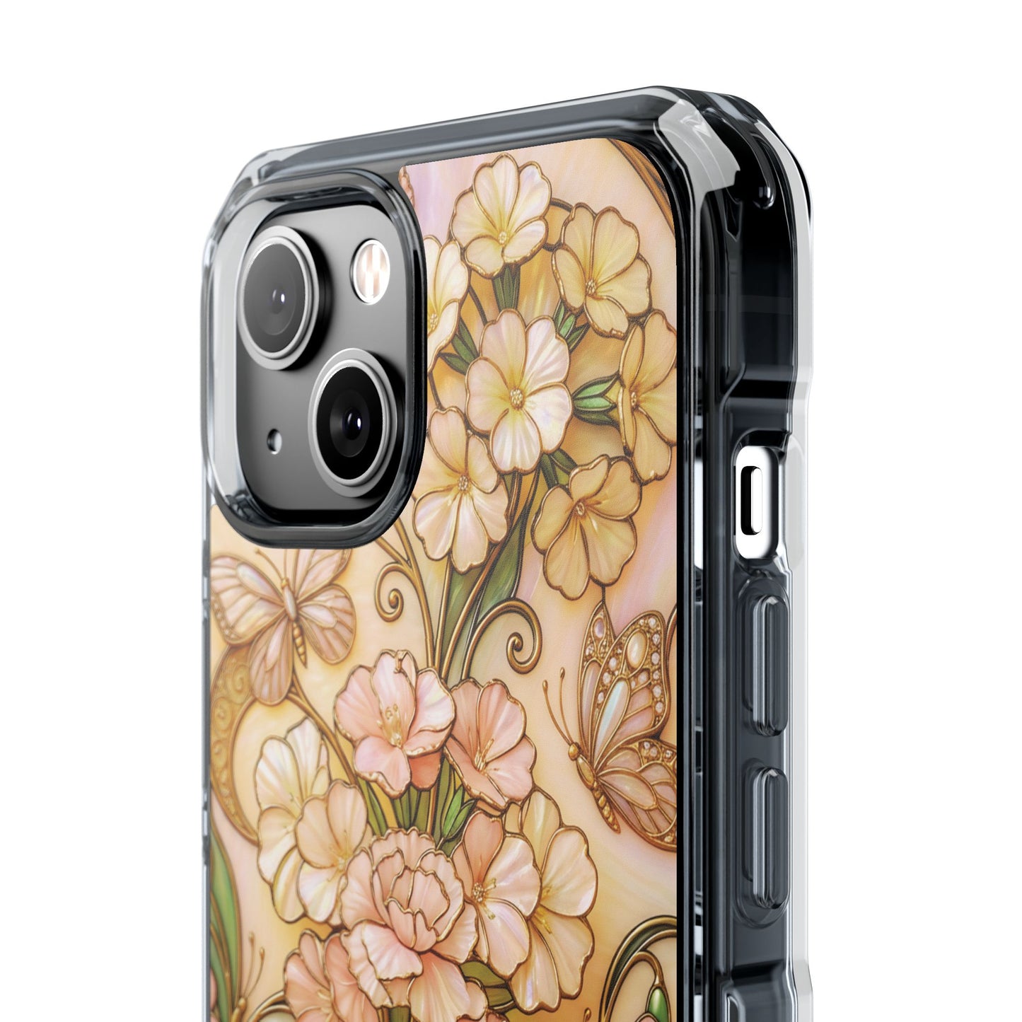 Floral Vintage Art Stained Glass Effect Nouveau Clear Magnetic Impact Case