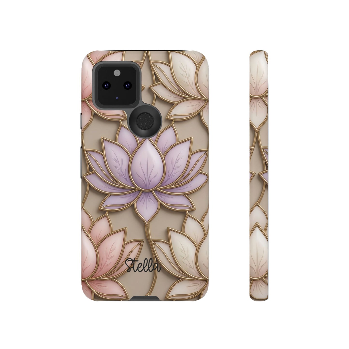 Personalized Lotus Floral Stained Glass Effect Tough Phone Case