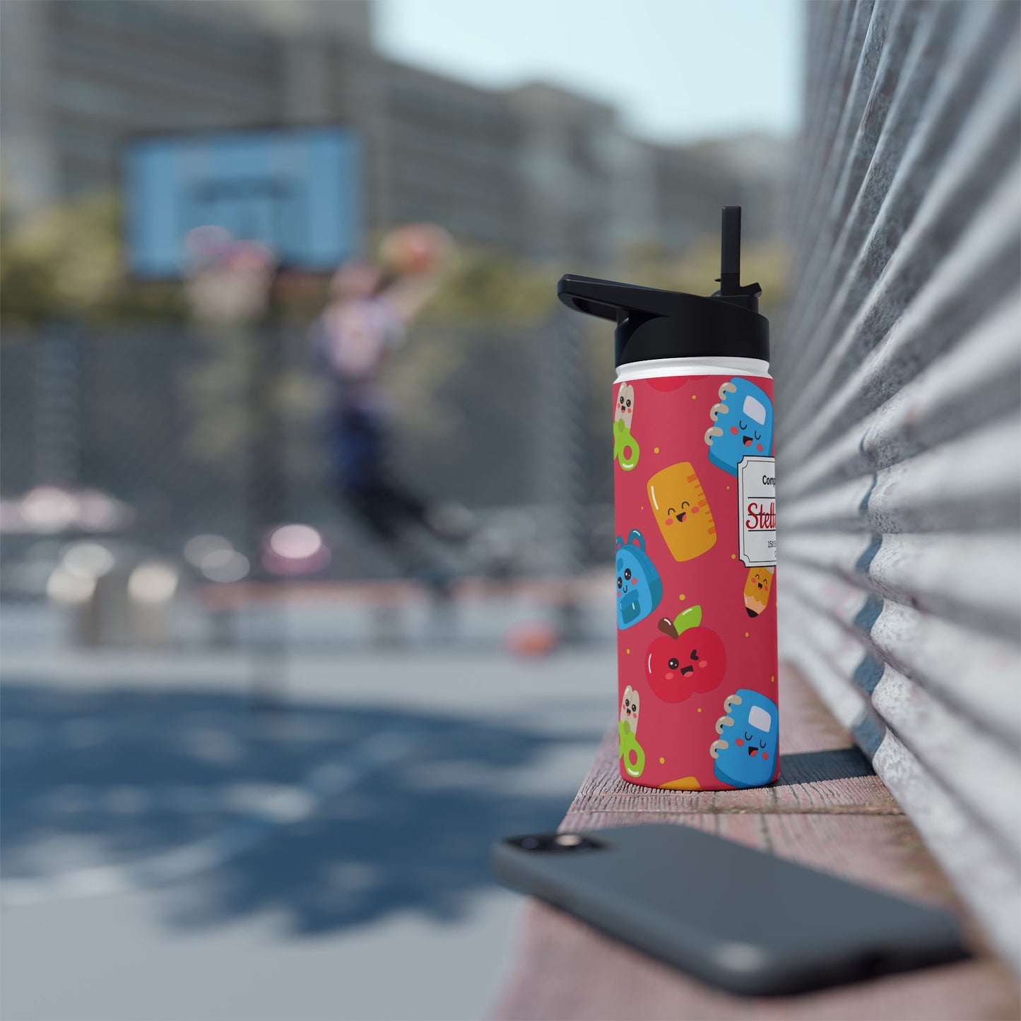 Personalized Kawaii Composition Book Inspired Stainless Steel Water Bottle for Kids, School Supplies, Eco-Friendly Drinkware, Back to School, Teacher Gifts