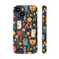 Whimsical Feline Garden iPhone and Samsung Case With Card Holder