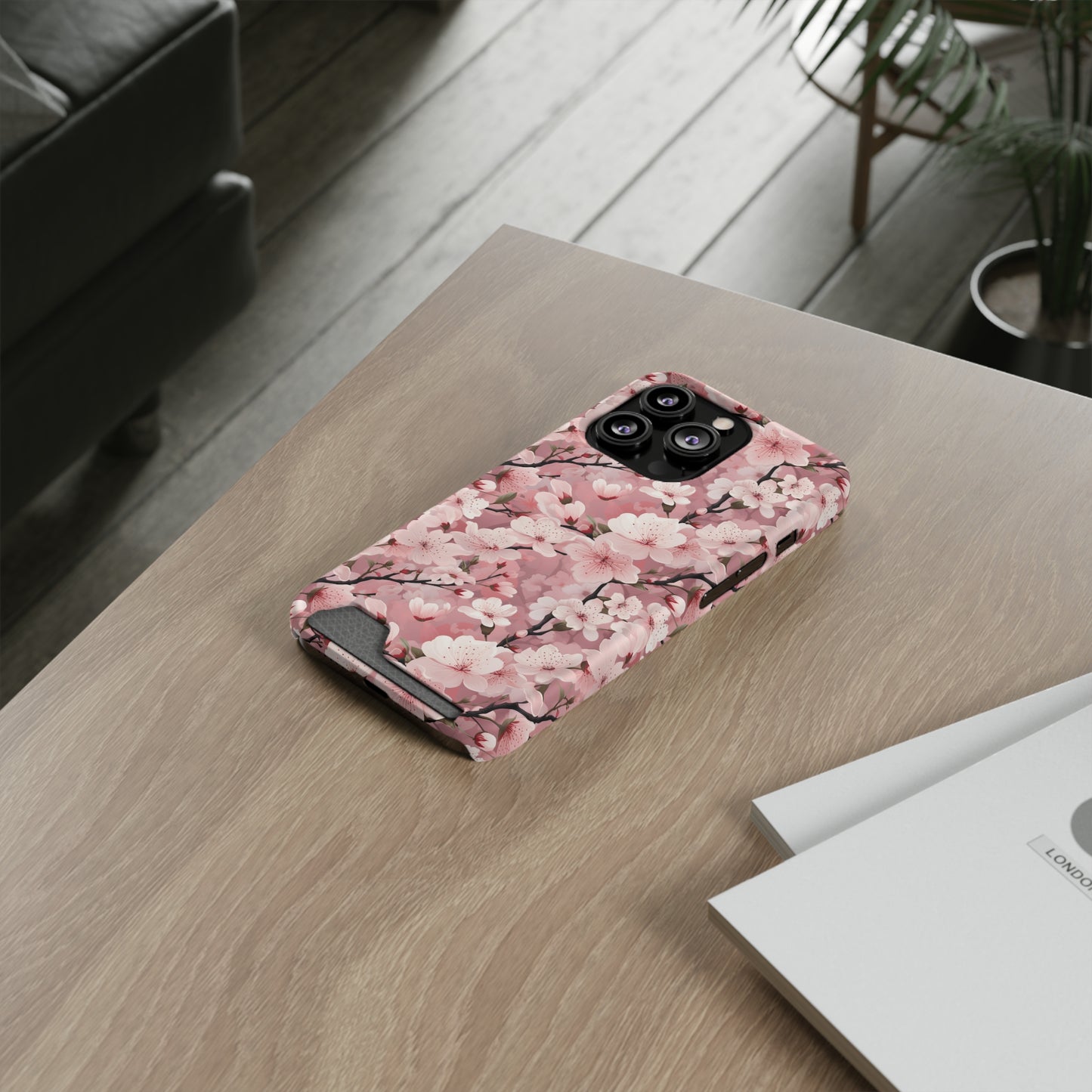 Cherry Blossom iPhone and Samsung Case With Card Holder