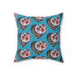 Turquoise Floral Heart Spun Polyester Square Pillow