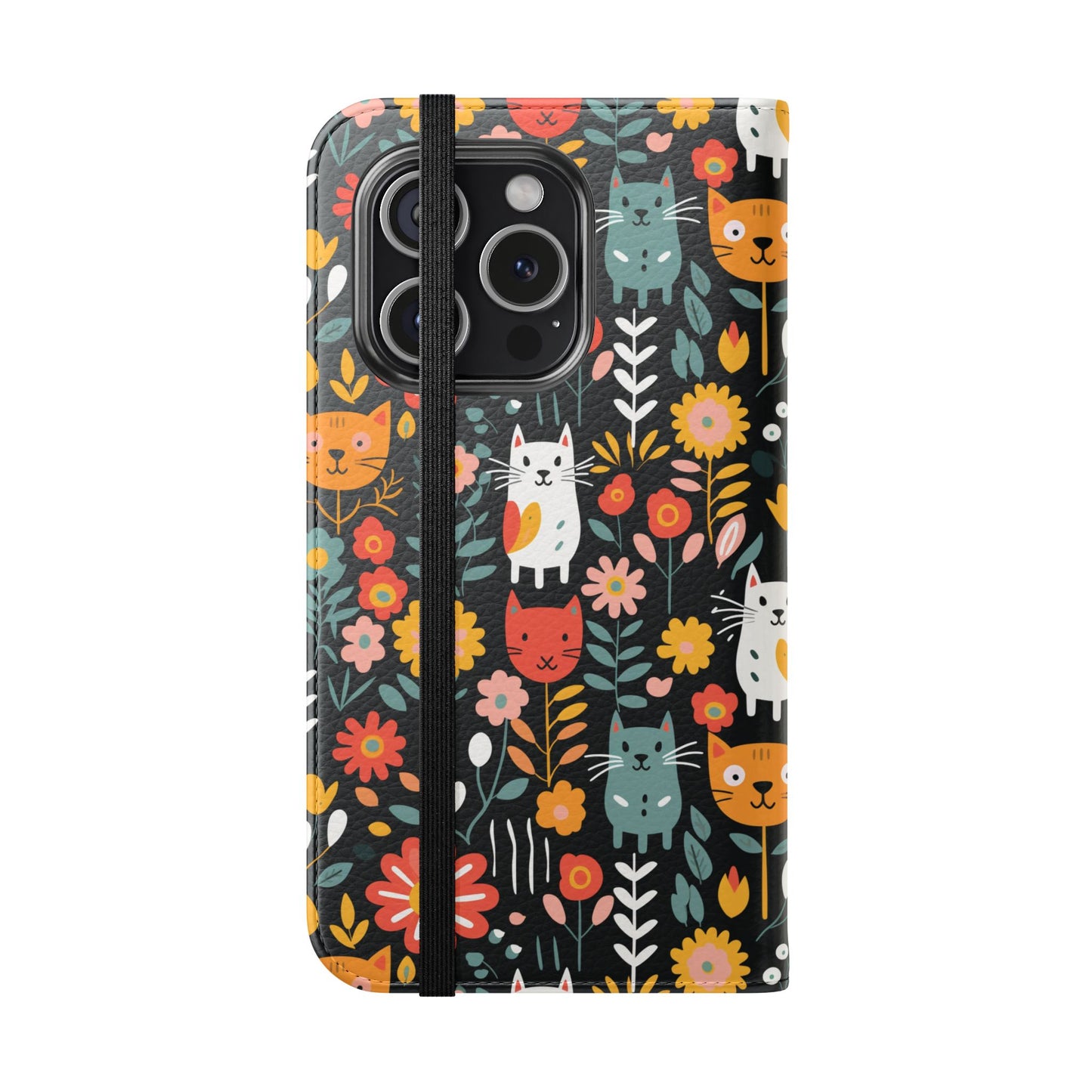 Whimsical Feline Garden iPhone and Samsung Flip Cases