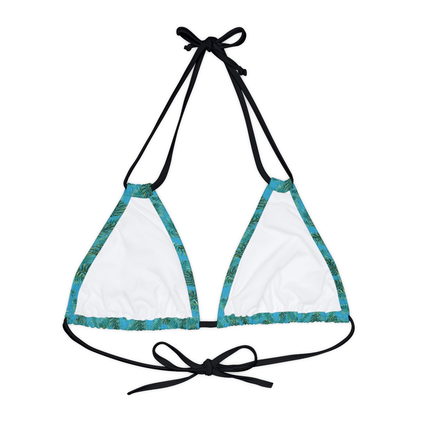 Turquoise Tropical Bliss Strappy Triangle Bikini Top (AOP)- (PY)