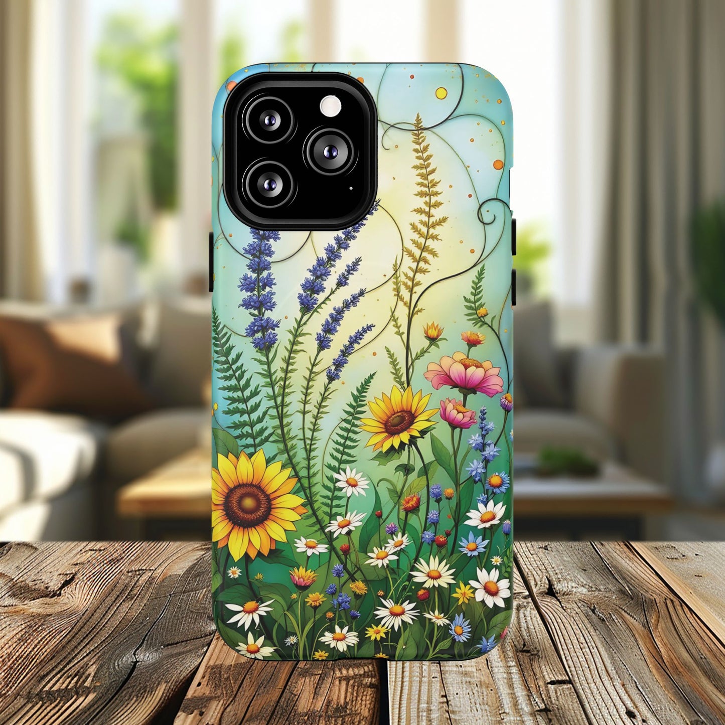 Floral Stained Harmony Glass Tough Magnetic Phone Case | Nature Inspired Design | Durable Protection | Gift for Nature Lovers | Spring Vibe