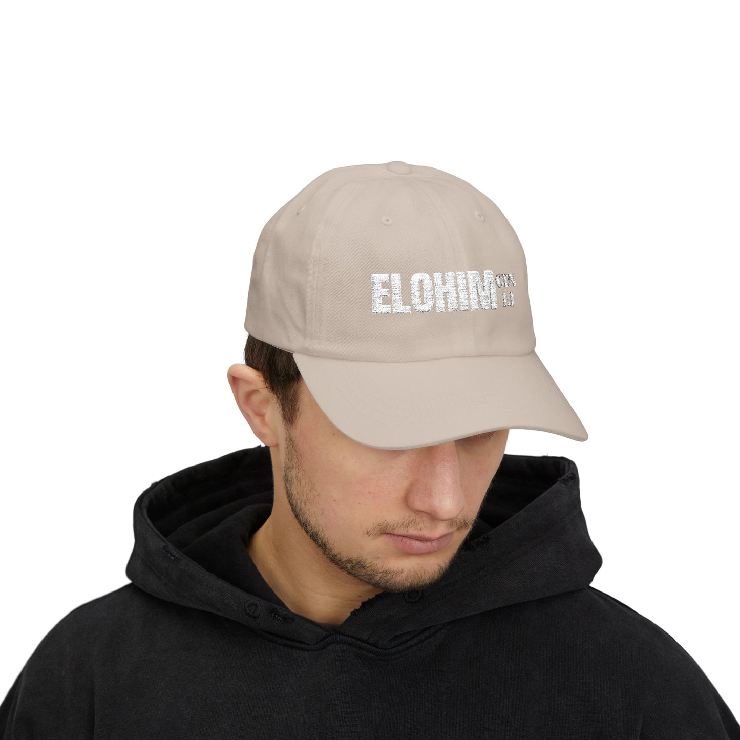 Classic Embroidery Dad Cap with 'ELOHIM, GENESIS 1:1' - Faith-Based Hat, Casual Wear, Gift for Dad, Christian Accessory, Summer Fashion