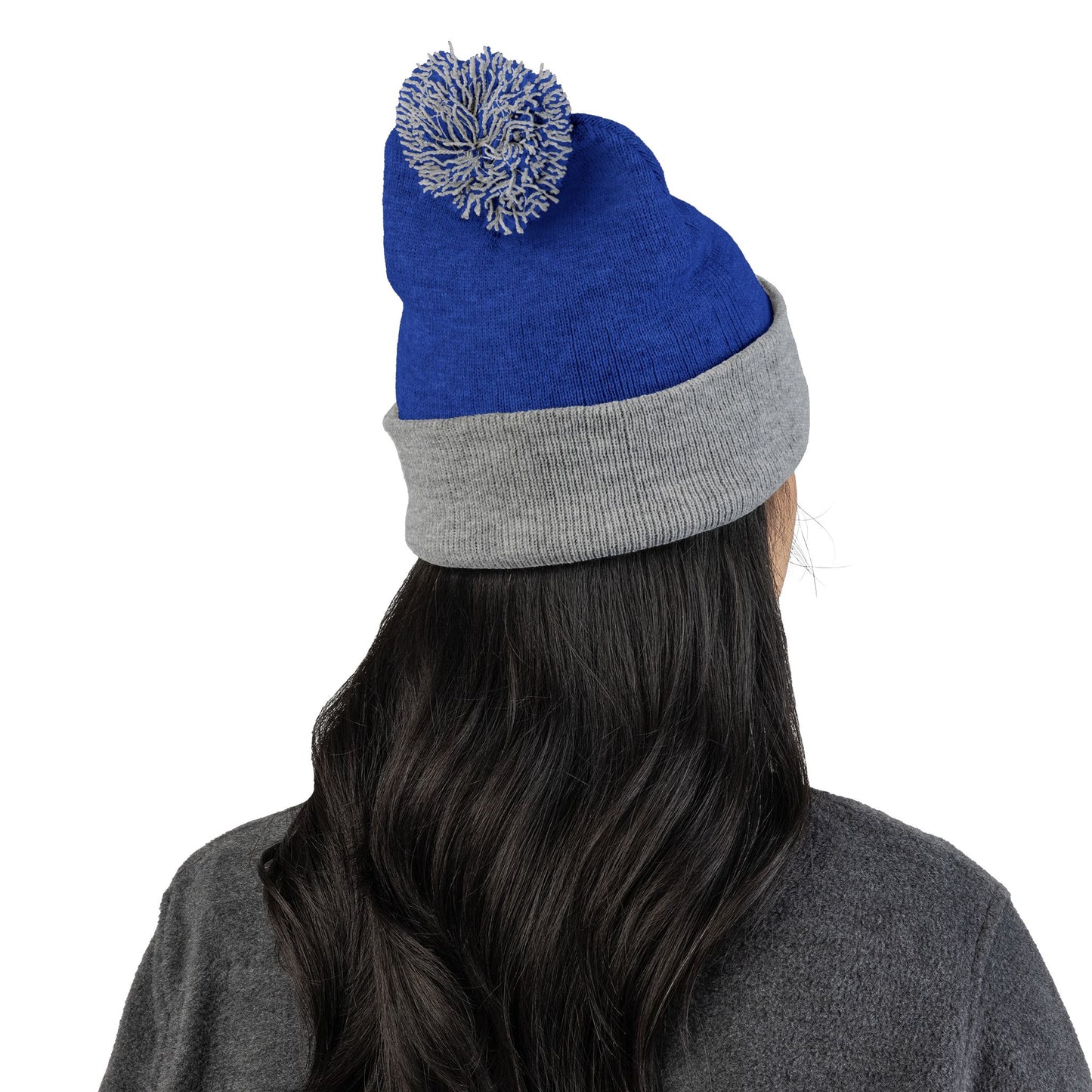 Pom-Pom Knit Cap with 'ELOHIM, GENESIS 1:1'  Embroidery Beanie - Stylish Winter Accessory for All Ages, Perfect Gift for Birthdays, Holidays, and Outdoor Activities