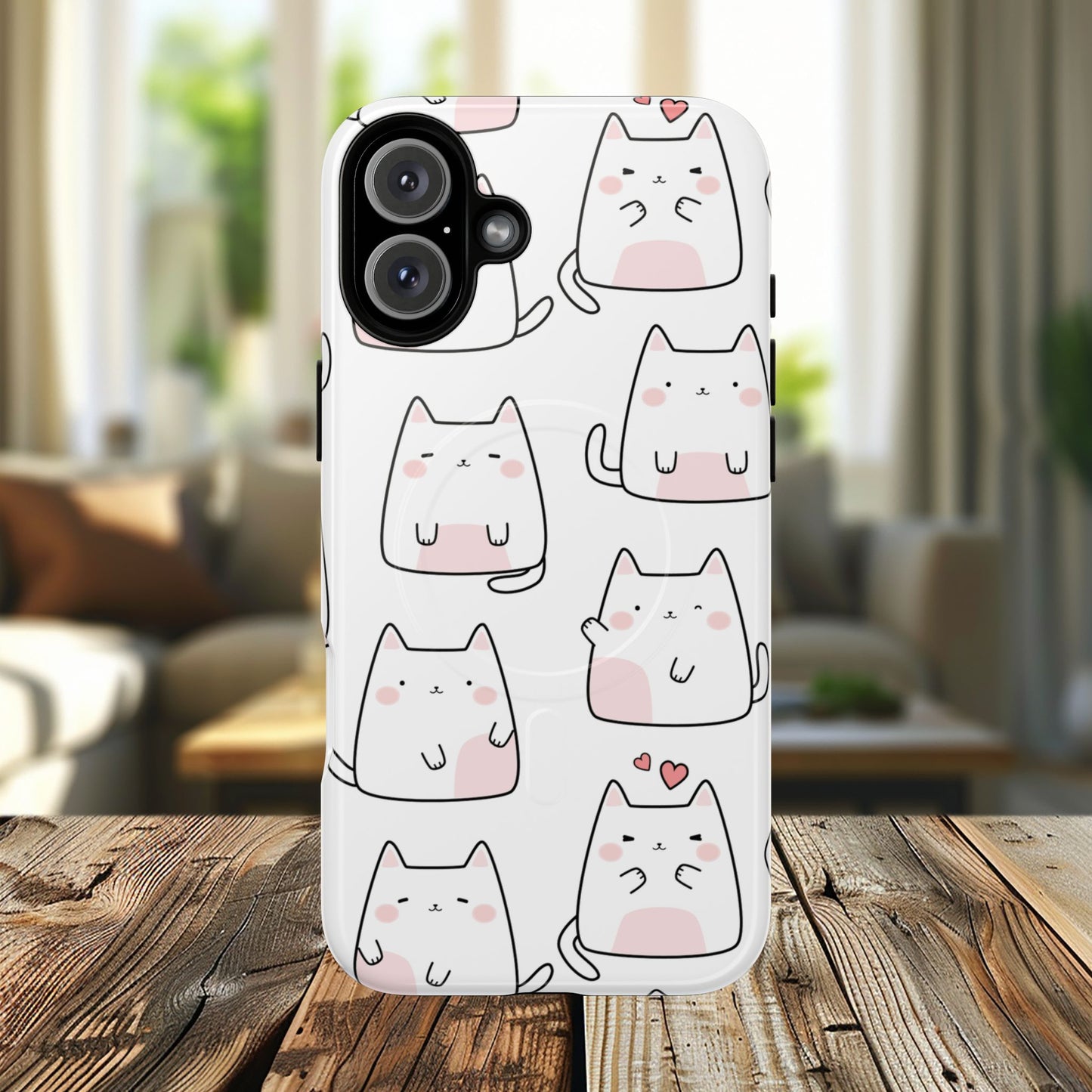 Cute Kawaii Cat Tough Magnetic iPhone Case, Cute Cat Lover Gift, Kawaii iPhone Cover, Tough iPhone Case, Unique Pet Themed Accessory,