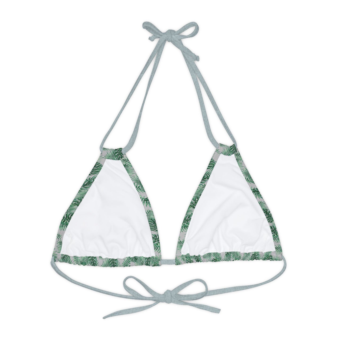 Grey Tropical Bliss Strappy Triangle Bikini Top (AOP)- (PY)