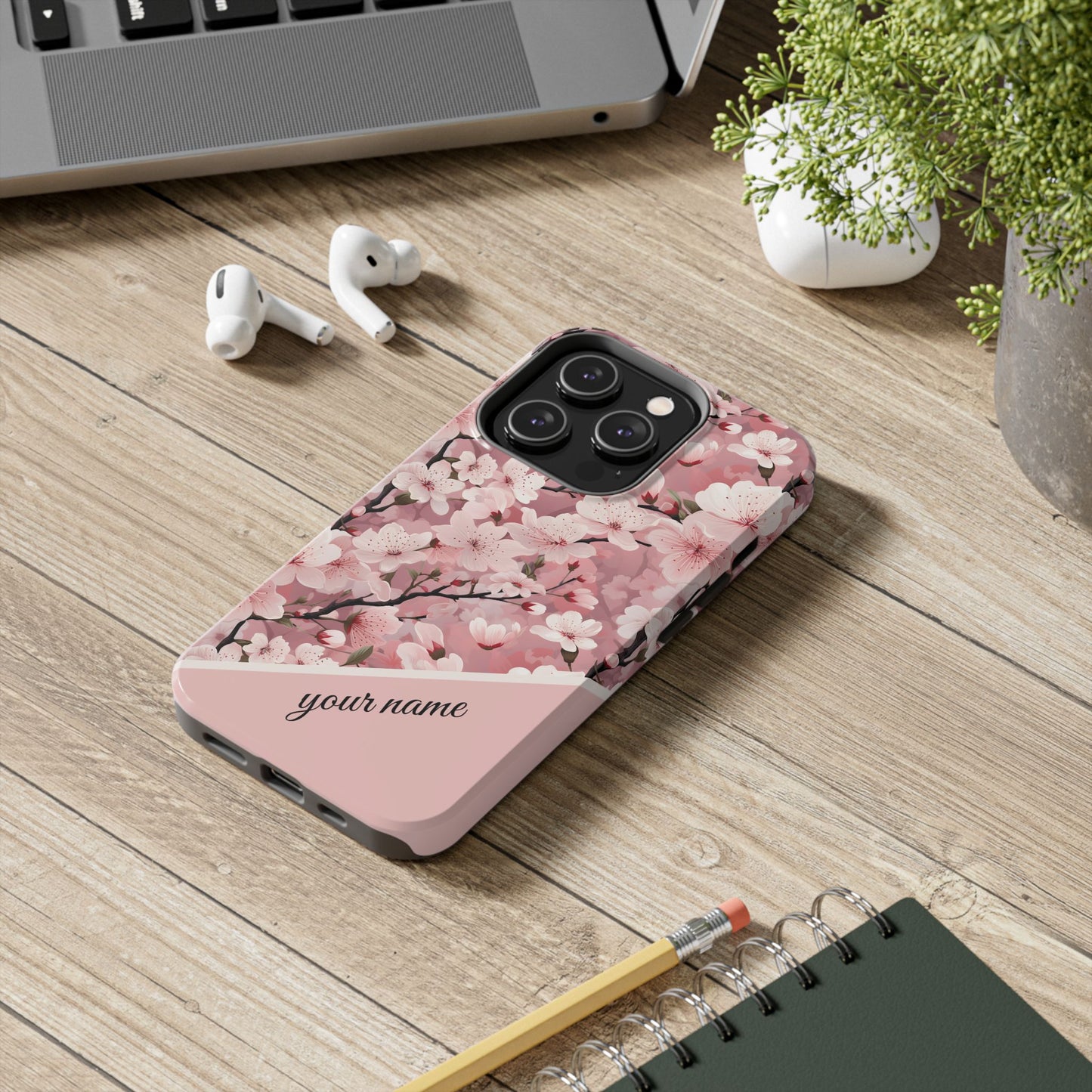 Personalized Cherry Blossom iPhone and Samsung Tough Phone Cases
