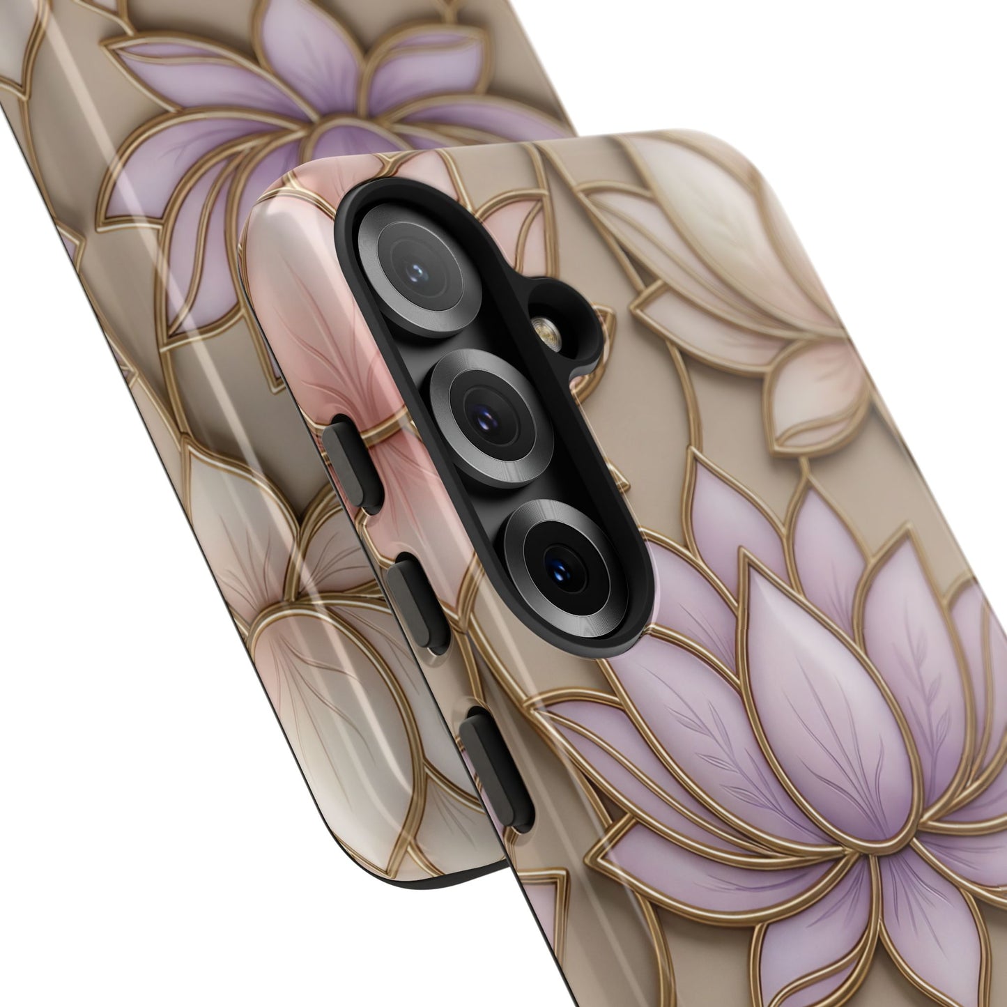 Personalized Lotus Floral Stained Glass Effect Tough Phone Case