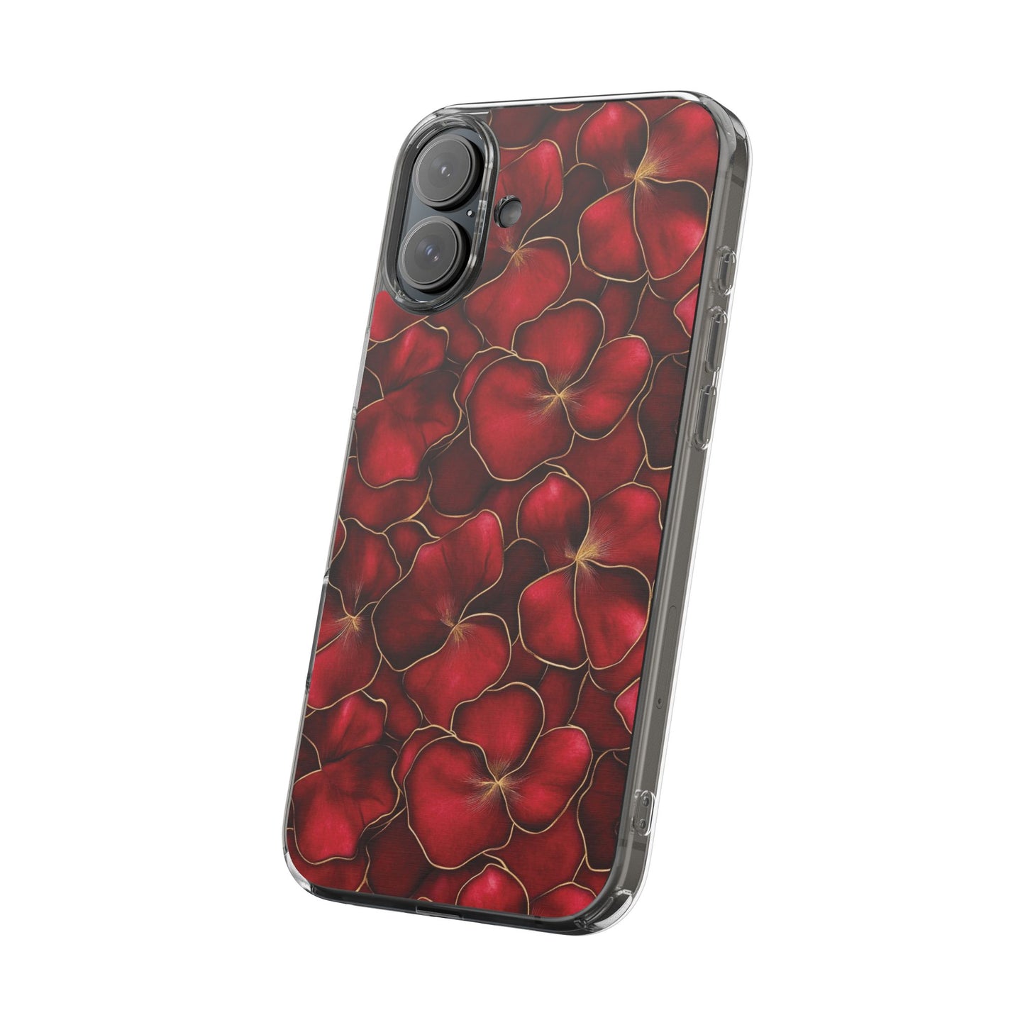 Velvet Petal Noir Floral Petal Clear Impact-Resistant iPhone and Samsung Case.