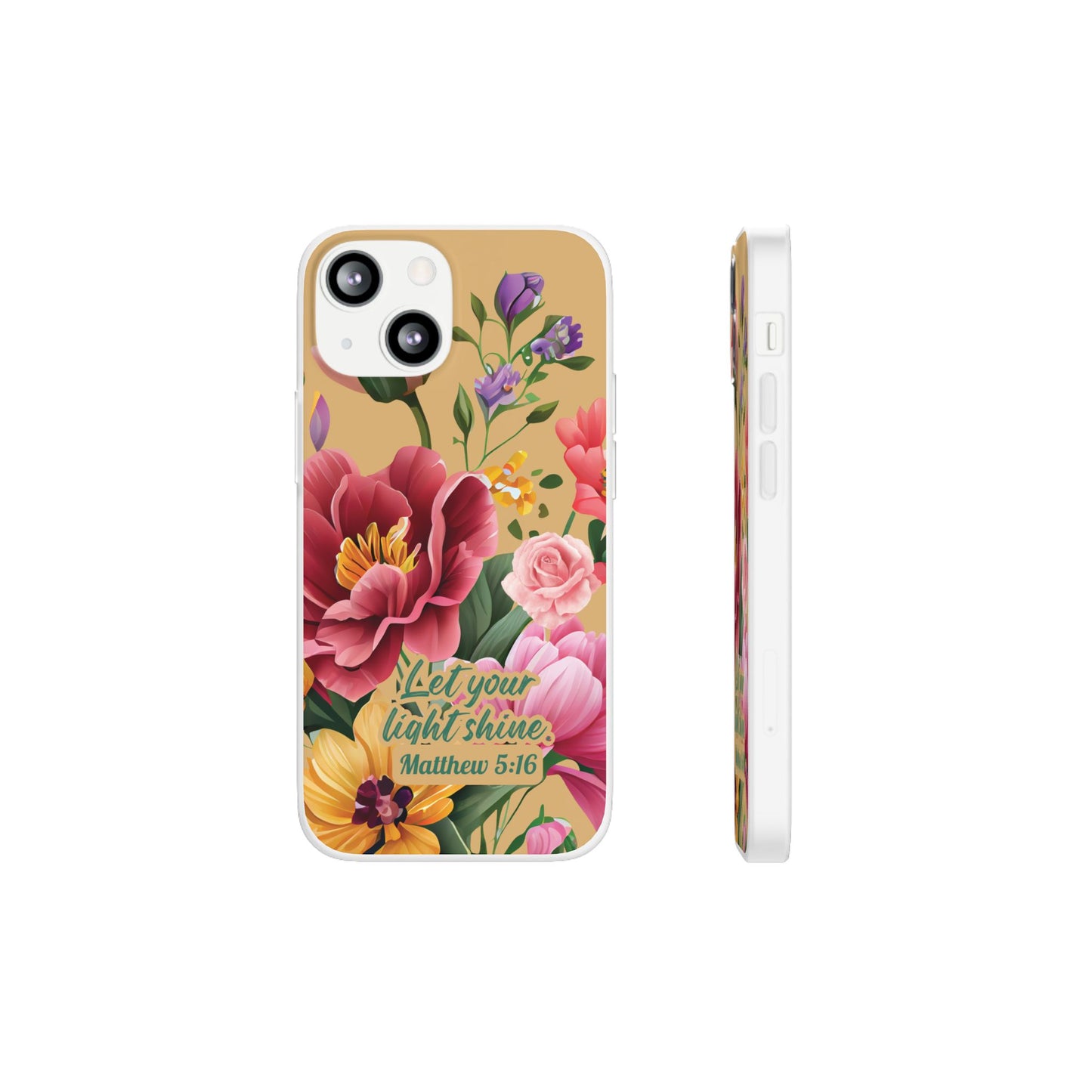 Floral Scripture Phone Case — "Let Your Light Shine" (Matthew 5:16) for iPhone and Samsung Cases.