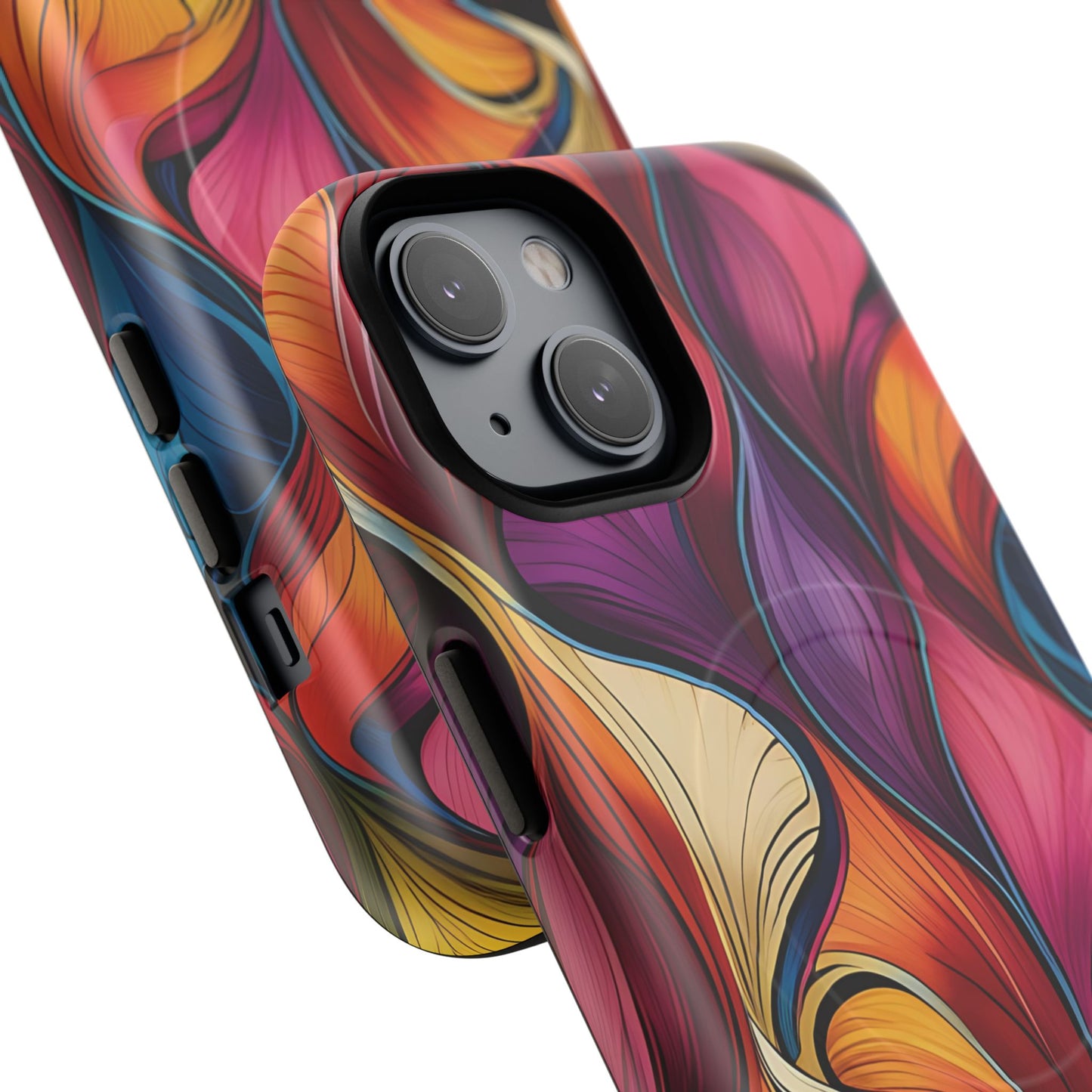 Vibrant Leaf Wave Tough Magnetic Phone Case, Vibrant Smartphone Cover, Unique Protective Case for Gifts, Phone Accessories, Trendy Design