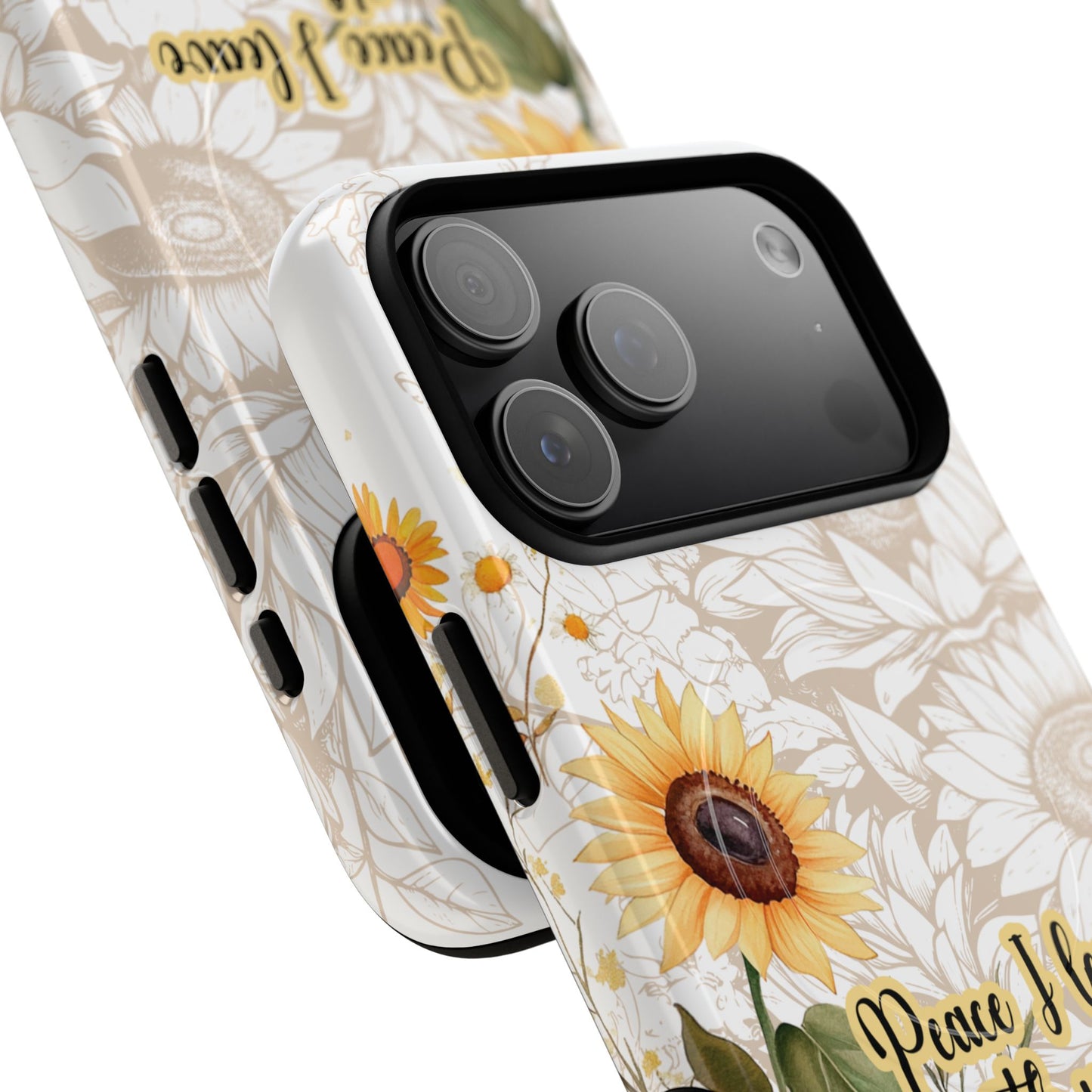 Peace I Leave with You John 14:27,  Inspirational Gift, Tough iPhone Magnetic Case  Scripture, Sunflower Bible Verse, MagSafe® iPhone® Tough Case, iPhone 14, iPhone 15, iPhone 16, Pro, Pro Max, Plus