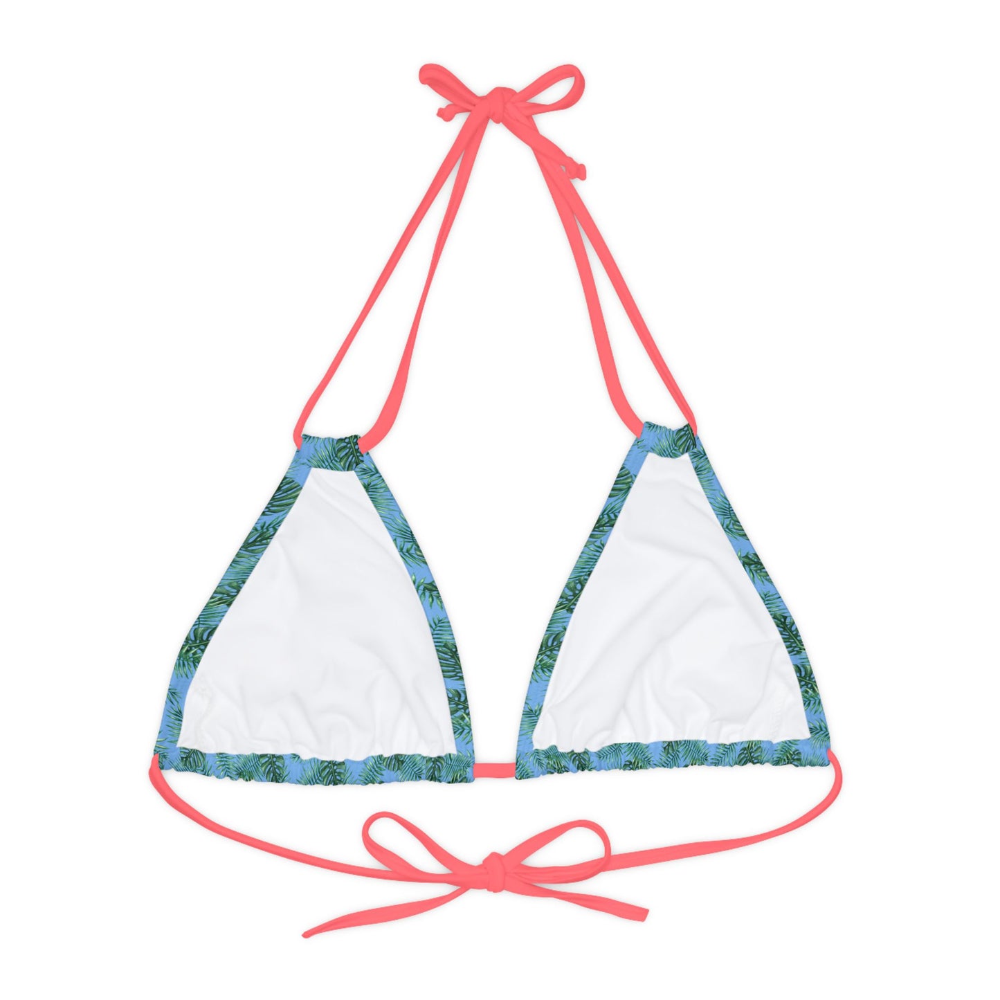 Blue Tropical Bliss Strappy Triangle Bikini Top (AOP)- (PY)