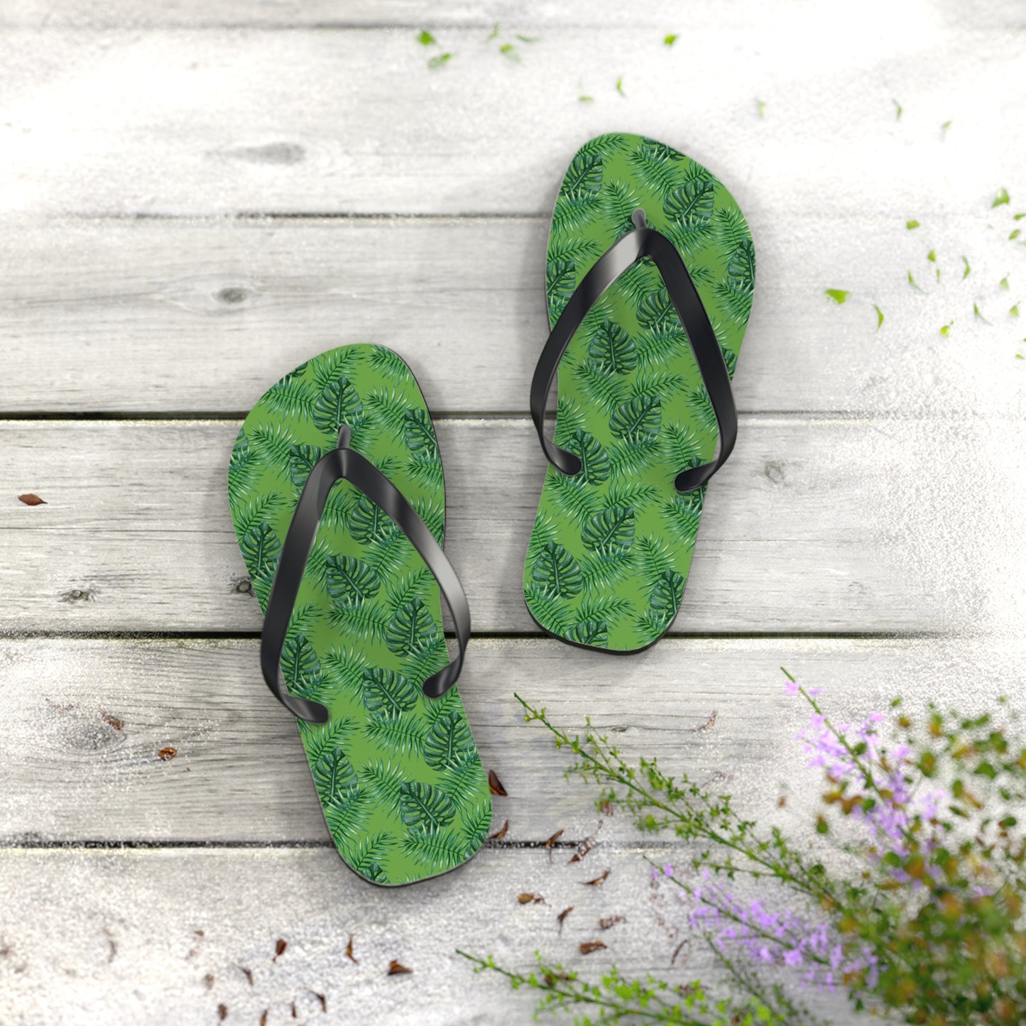 Green Tropical Bliss Flip Flops