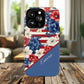 Personalized Stars, Stripes & Petals Tough Magnetic MagSafe Case, Patriotic Cover, Floral Design, Durable Protection, Gift for Her, Summer Vibes