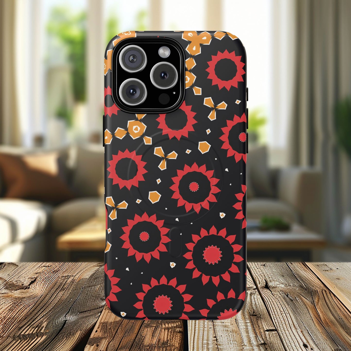 Midnight Ember Bloom Tough Magnetic iPhone Case, Bohemian Floral Design, Stylish iPhone Protection, Gift for Her, Trendy iPhone Accessories