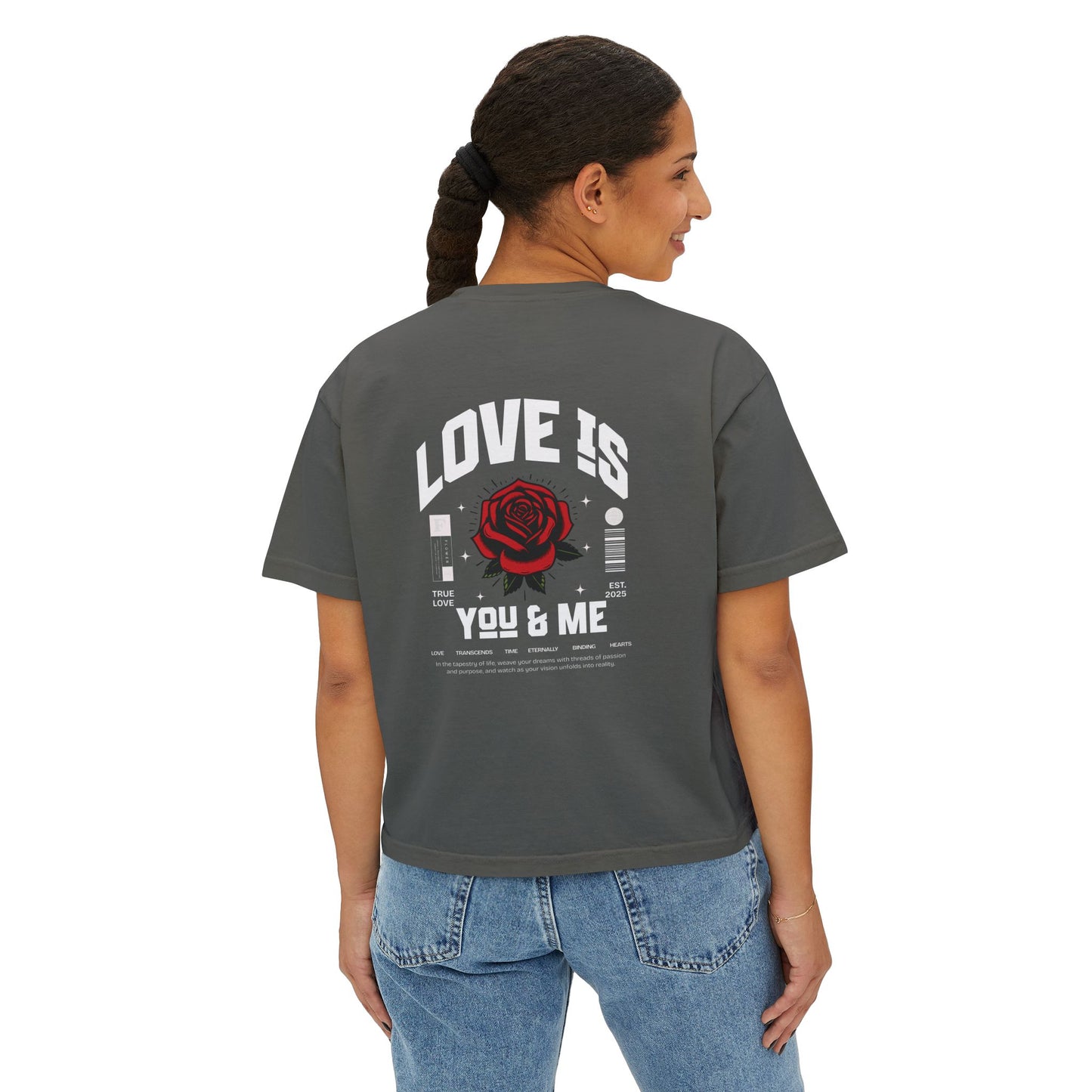 You and Me Valentine Women's Comfort Colors Boxy Tee